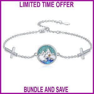 Sterling Silver Mustard Seed Cross Bracelet Christian Faith Jewelry